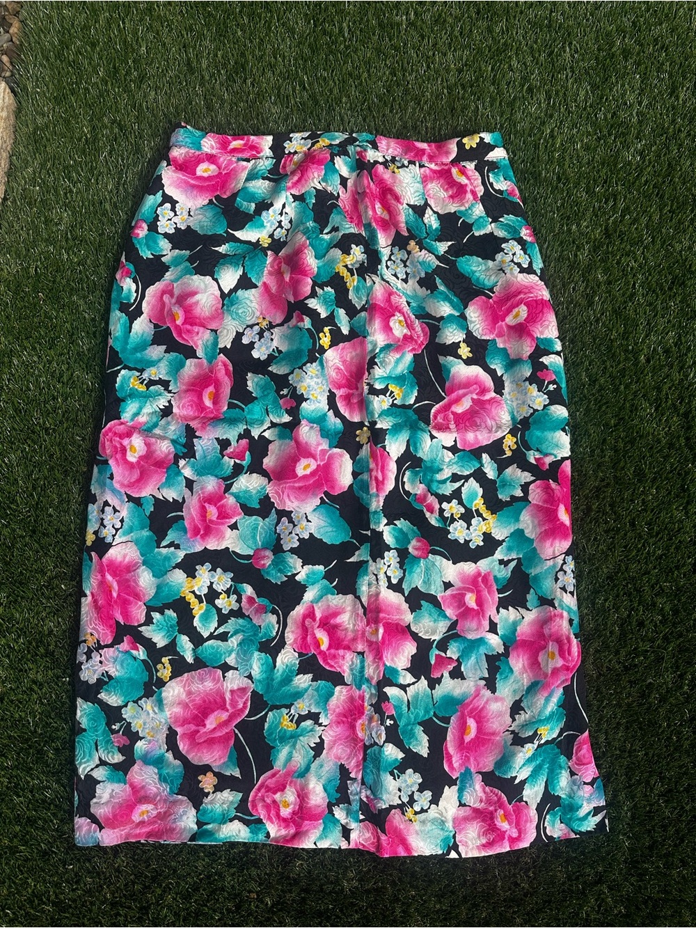 🌺 Vintage Lauren Alexandra 100% Silk Floral Skirt